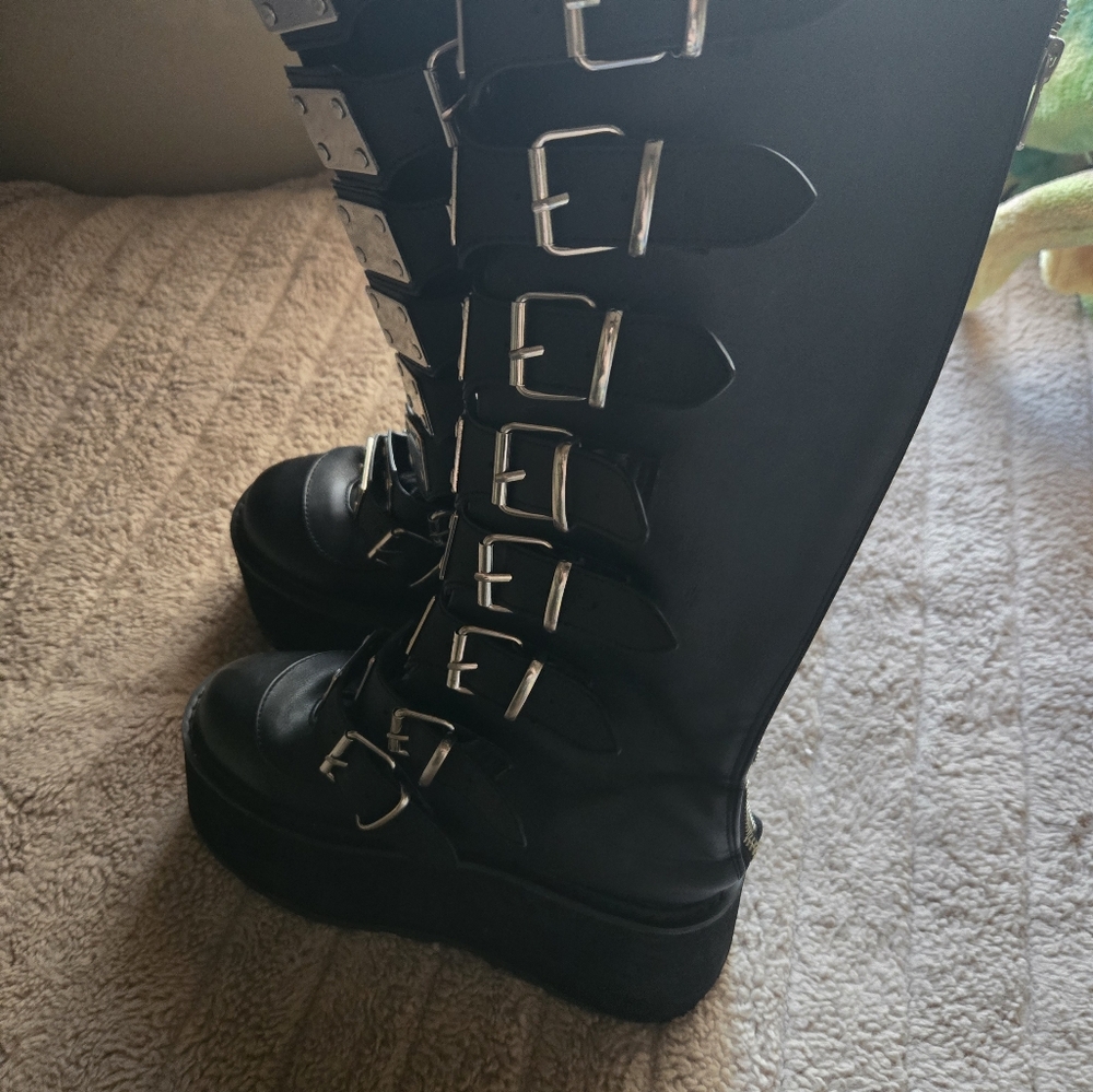 Demonia " Damned Knee High Platform Steel Plate B… - image 2